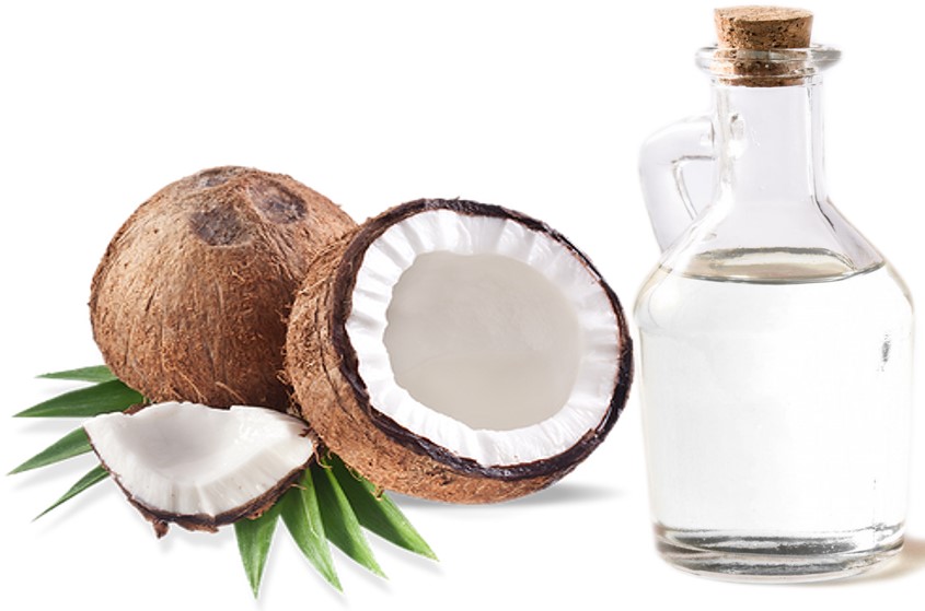 Coconuts with a jar of coconut MCT oil