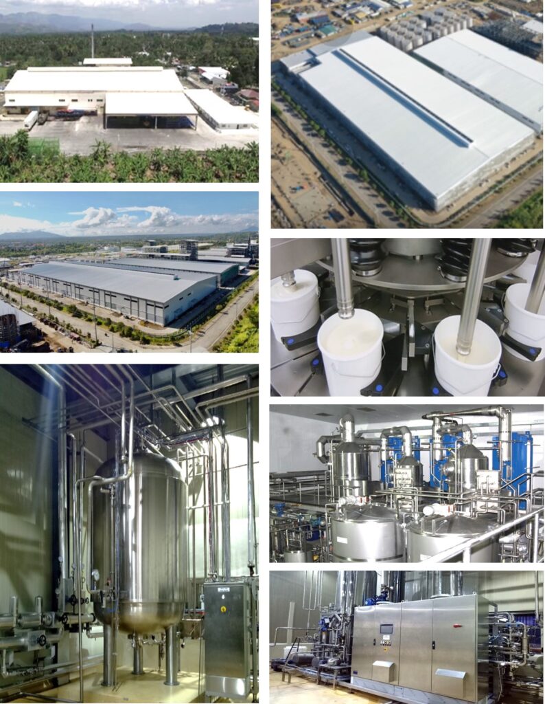 Photo collage of coconut product factories